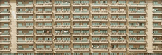 section of high rise apartment building
